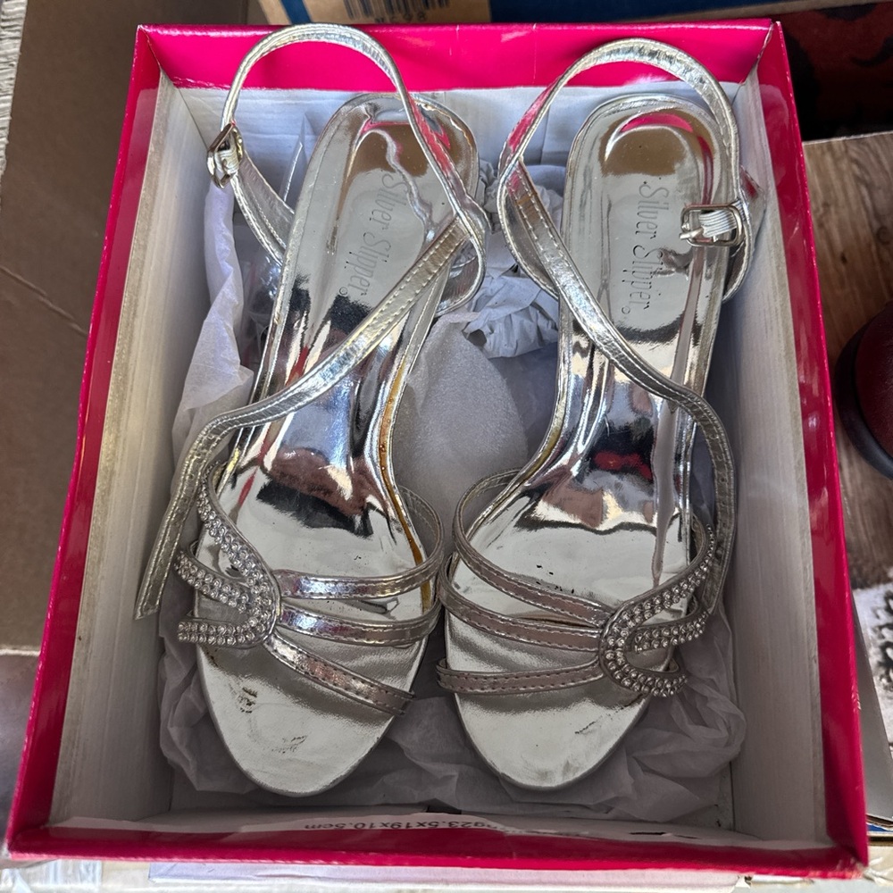 Silver Slipper Heels